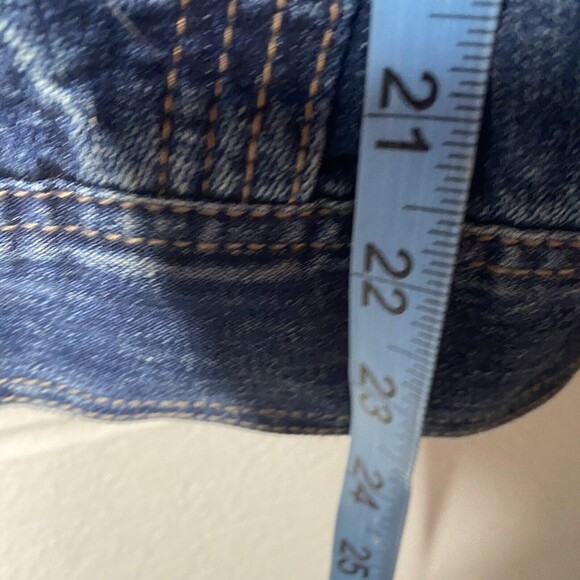 American Eagle Jean Jacket Button Zip Up Women Blue Pockets SZ Small Oversized - Picture 11 of 12